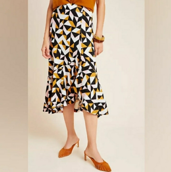 Maeve Anthropologie Small Tanya Geometric Abstract Midi Knit Skirt Pullon Womens - Picture 2 of 15